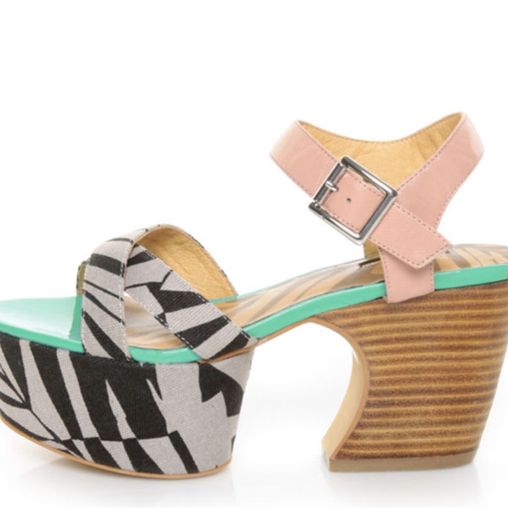 Stylish Pink and Green Platform Sandals
